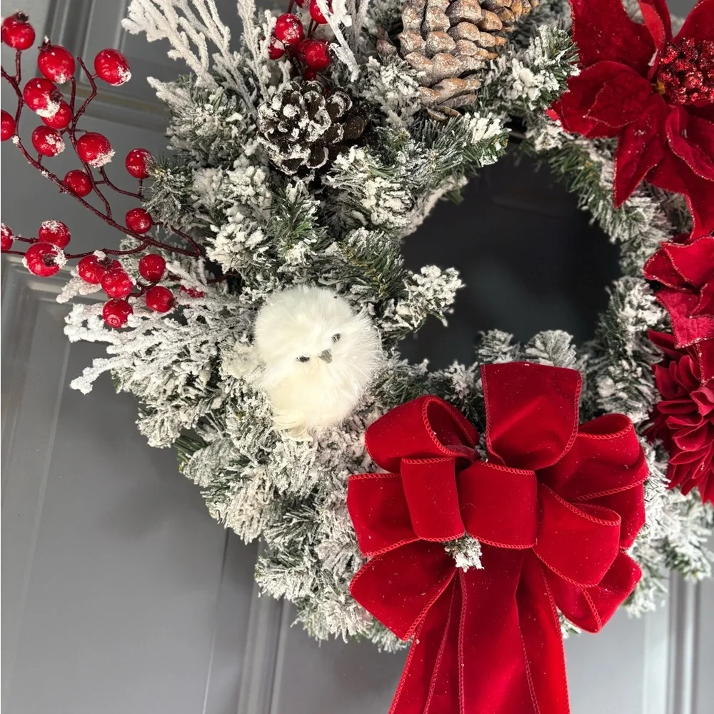 Festive Red and White Holiday Wreath